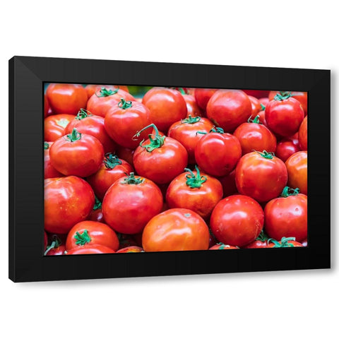 Khujand-Sughd Province-Tajikistan Fresh tomatoes for sale at the Panjshanbe Bazaar in Khujand Black Modern Wood Framed Art Print with Double Matting by Wilson, Emily M.