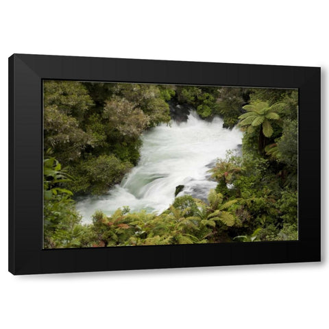New Zealand, Okere Falls on the Kaituna River Black Modern Wood Framed Art Print by Grall, Don