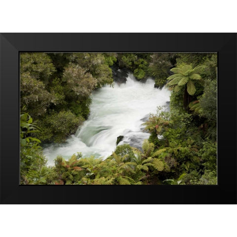 New Zealand, Okere Falls on the Kaituna River Black Modern Wood Framed Art Print by Grall, Don