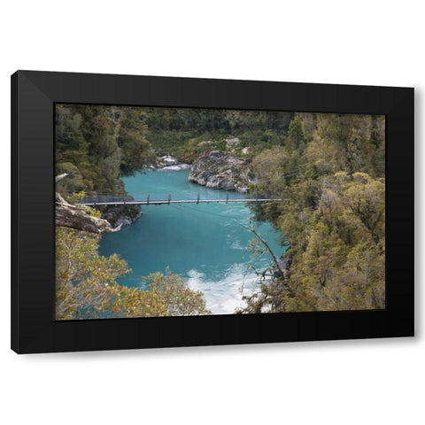 New Zealand, South Is Bridge over Hokitika River Black Modern Wood Framed Art Print by Grall, Don