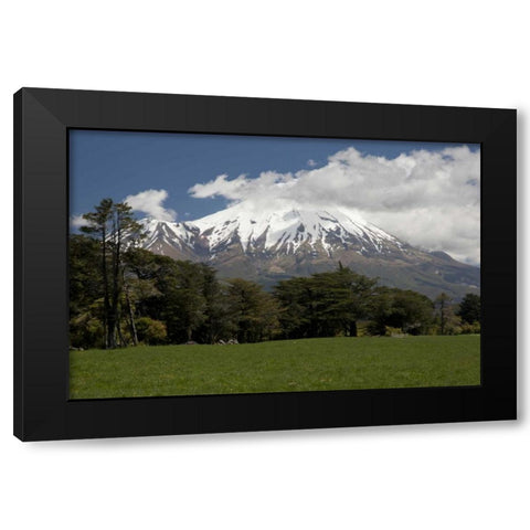 New Zealand, North Island Volcanic Mt Taranaki Black Modern Wood Framed Art Print with Double Matting by Grall, Don