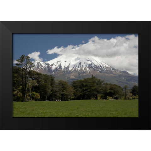 New Zealand, North Island Volcanic Mt Taranaki Black Modern Wood Framed Art Print by Grall, Don