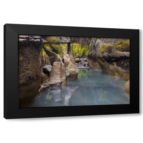 New Zealand, North Island Rocks at low tide Black Modern Wood Framed Art Print by Grall, Don