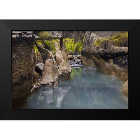 New Zealand, North Island Rocks at low tide Black Modern Wood Framed Art Print by Grall, Don