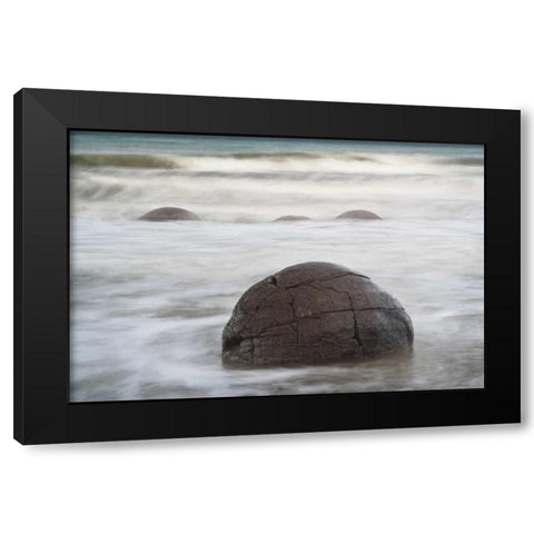 New Zealand, South Island, Moeraki boulders Black Modern Wood Framed Art Print with Double Matting by Grall, Don