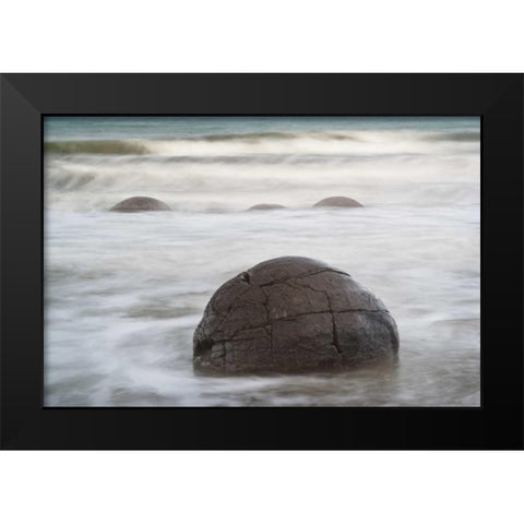 New Zealand, South Island, Moeraki boulders Black Modern Wood Framed Art Print by Grall, Don