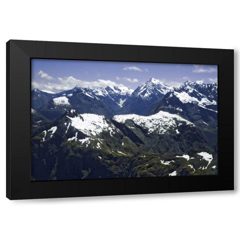 New Zealand, South Island, Southern Alps aerial Black Modern Wood Framed Art Print with Double Matting by Flaherty, Dennis