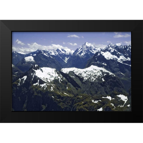 New Zealand, South Island, Southern Alps aerial Black Modern Wood Framed Art Print by Flaherty, Dennis