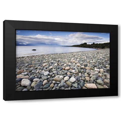 New Zealand, South Island Lake TeAnua Black Modern Wood Framed Art Print with Double Matting by Flaherty, Dennis