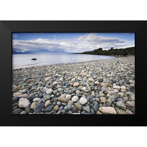 New Zealand, South Island Lake TeAnua Black Modern Wood Framed Art Print by Flaherty, Dennis