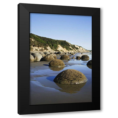 New Zealand, South Island Moeraki Boulders Black Modern Wood Framed Art Print with Double Matting by Flaherty, Dennis