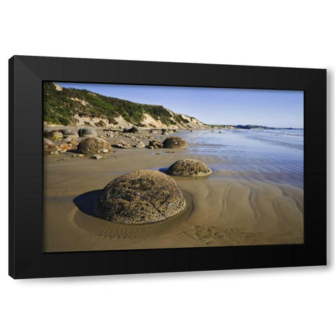 New Zealand, South Island Moeraki Boulders Black Modern Wood Framed Art Print with Double Matting by Flaherty, Dennis