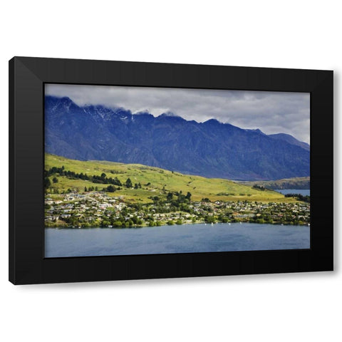 New Zealand, South Island, Landscape of city Black Modern Wood Framed Art Print with Double Matting by Flaherty, Dennis