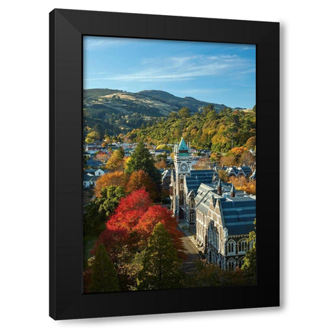 Clock Tower-Registry Building-University of Otago in Autumn-Dunedin Black Modern Wood Framed Art Print with Double Matting by Wall, David