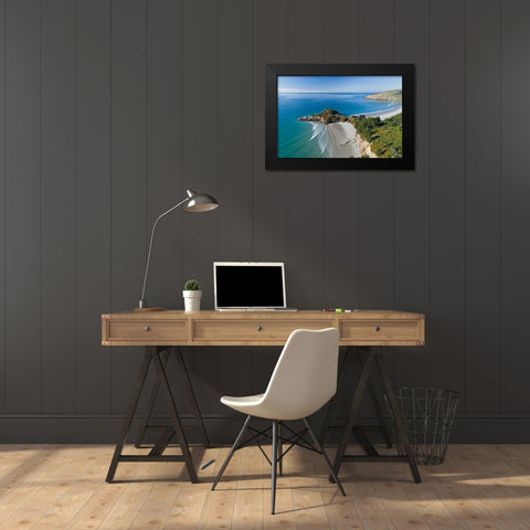 Mapoutahi-Historic Maori Pa Site-Goat Island-Purakanui Bay-north of Dunedin Black Modern Wood Framed Art Print by Wall, David
