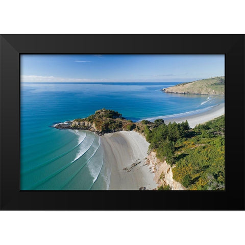 Mapoutahi-Historic Maori Pa Site-Goat Island-Purakanui Bay-north of Dunedin Black Modern Wood Framed Art Print by Wall, David