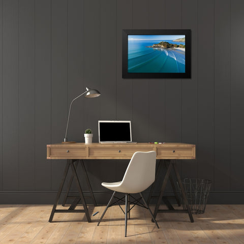 Mapoutahi-Historic Maori Pa Site-Goat Island-Purakanui Bay-north of Dunedin Black Modern Wood Framed Art Print by Wall, David