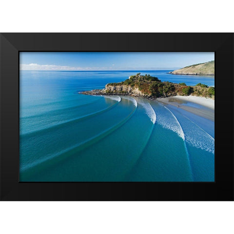 Mapoutahi-Historic Maori Pa Site-Goat Island-Purakanui Bay-north of Dunedin Black Modern Wood Framed Art Print by Wall, David