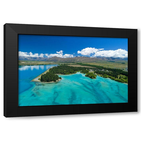 Lake Ruataniwha-Mackenzie Country Black Modern Wood Framed Art Print with Double Matting by Wall, David