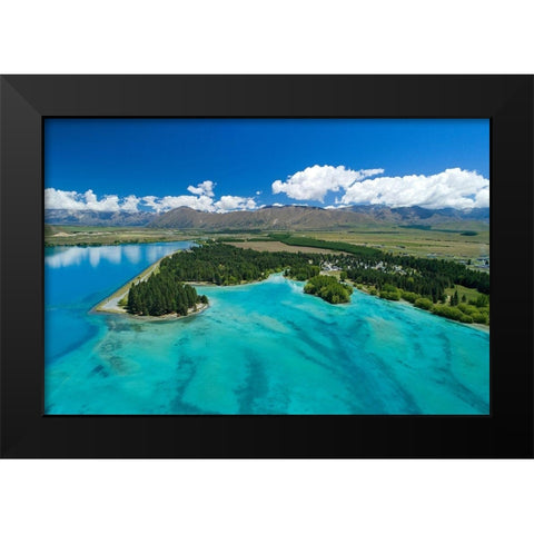 Lake Ruataniwha-Mackenzie Country Black Modern Wood Framed Art Print by Wall, David