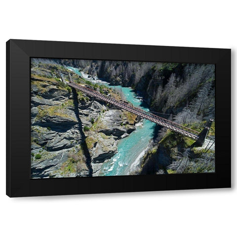 Historic Skippers Suspension Bridge (1901)-above Shotover River-Skippers Canyon-Queenstown Black Modern Wood Framed Art Print with Double Matting by Wall, David