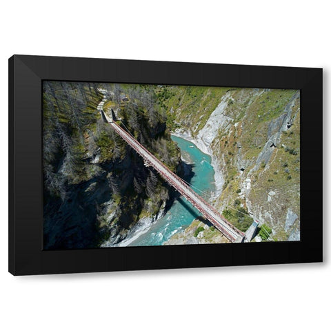 Historic Skippers Suspension Bridge (1901)-above Shotover River-Skippers Canyon-Queenstown Black Modern Wood Framed Art Print with Double Matting by Wall, David