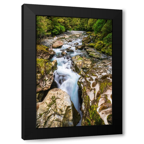 The Chasm-Fiordland National Park-South Island-New Zealand Black Modern Wood Framed Art Print with Double Matting by Bishop, Russ