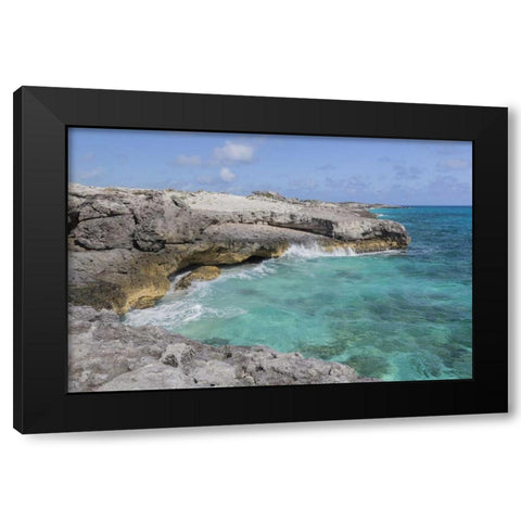 Bahamas, Exuma Isl Scenic site of The Blow Hole Black Modern Wood Framed Art Print by Paulson, Don
