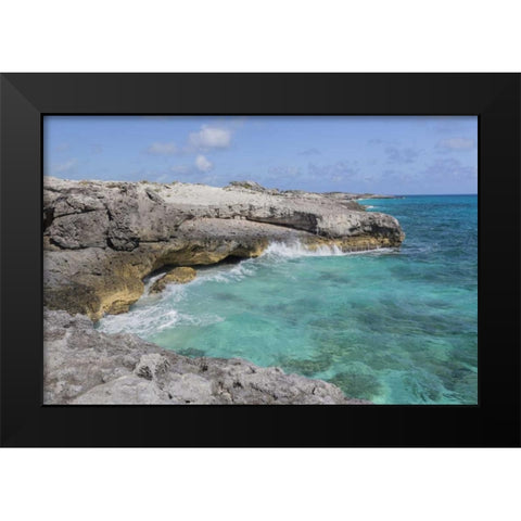 Bahamas, Exuma Isl Scenic site of The Blow Hole Black Modern Wood Framed Art Print by Paulson, Don