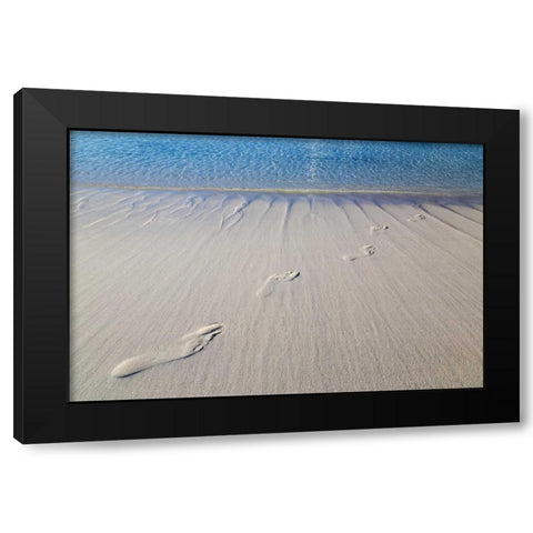 Bahamas, Exuma Island Sand footprints Black Modern Wood Framed Art Print by Paulson, Don