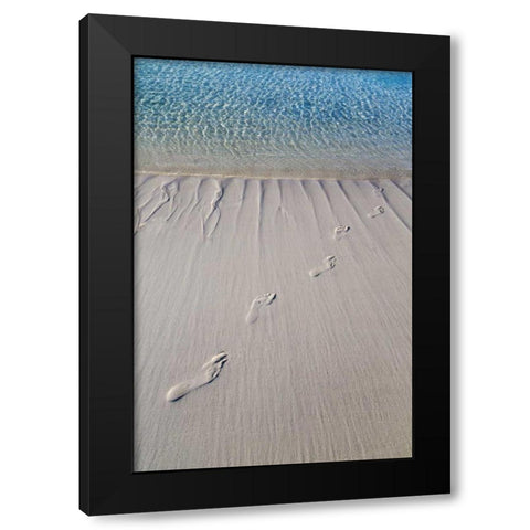 Bahamas, Exuma Island Sand footprints Black Modern Wood Framed Art Print by Paulson, Don
