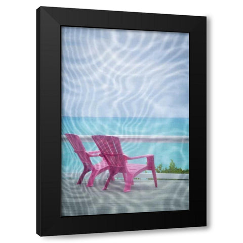 Bahamas, Little Exuma Island Deck chairs Black Modern Wood Framed Art Print by Paulson, Don
