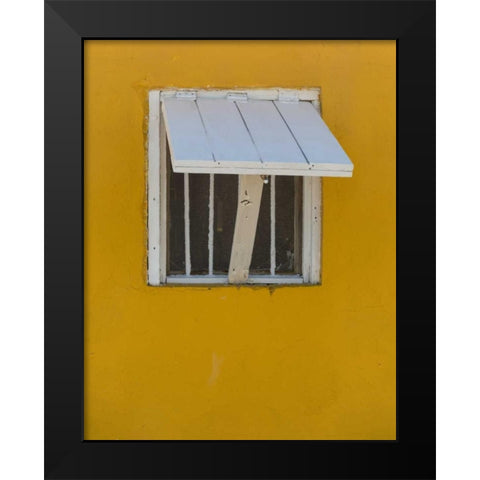 Bahamas, Little Exuma Is Window in yellow wall Black Modern Wood Framed Art Print by Paulson, Don