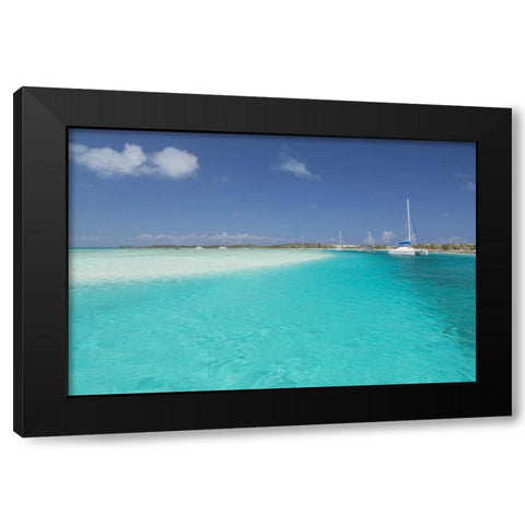 Bahamas, Exuma Island Moored sailboats Black Modern Wood Framed Art Print with Double Matting by Paulson, Don