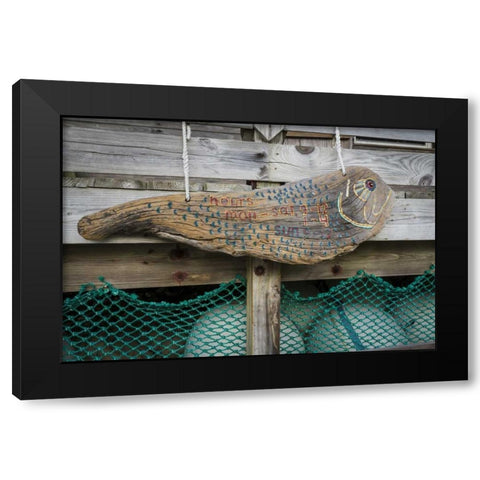 Bahamas, Exuma Island Sign at park headquarters Black Modern Wood Framed Art Print with Double Matting by Paulson, Don