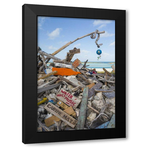 Bahamas, Exuma Island Driftwood on BooBoo Hill Black Modern Wood Framed Art Print by Paulson, Don