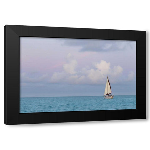 Bahamas, Exuma Island Sailboat at sunset Black Modern Wood Framed Art Print with Double Matting by Paulson, Don