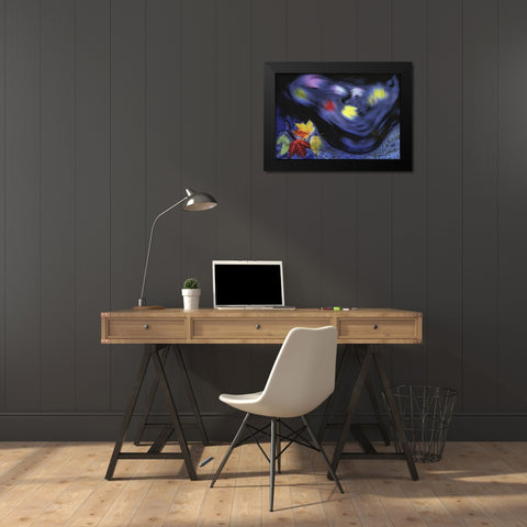 Canada, Quebec Autumn leaves swirl in a creek Black Modern Wood Framed Art Print by Delisle, Gilles