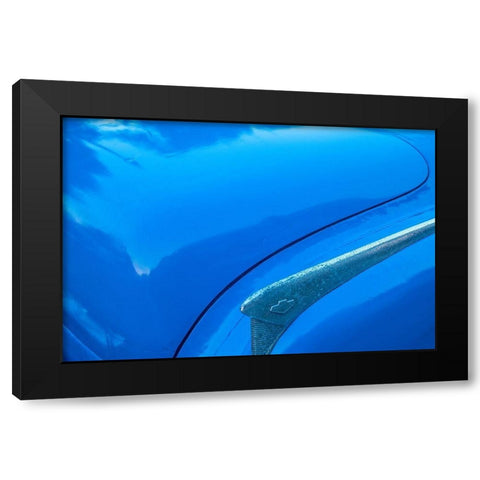 Detail of trunk and fender on blue classic American Buick car in Habana-Havana-Cuba Black Modern Wood Framed Art Print with Double Matting by Miglavs, Janis