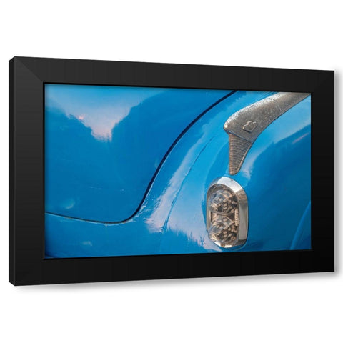 Detail of trunk and rear fender on blue classic American Buick car in Habana-Havana-Cuba Black Modern Wood Framed Art Print by Miglavs, Janis