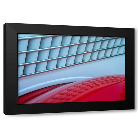 Detail of red classic American Ford in Habana-Havana-Cuba Black Modern Wood Framed Art Print by Miglavs, Janis