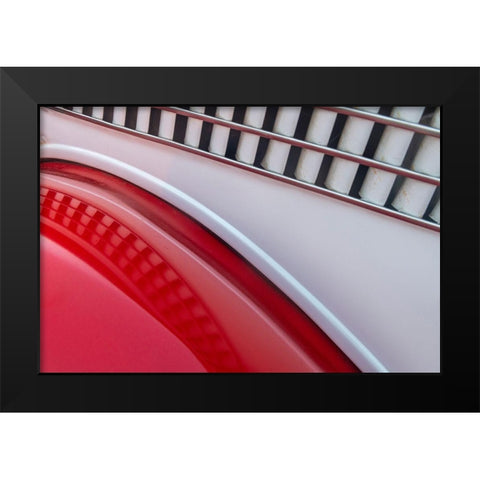 Detail of red classic American Ford in Habana-Havana-Cuba Black Modern Wood Framed Art Print by Miglavs, Janis