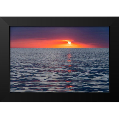 Sunset sky with clouds over ocean seen from La Boca-Cuba Black Modern Wood Framed Art Print by Miglavs, Janis