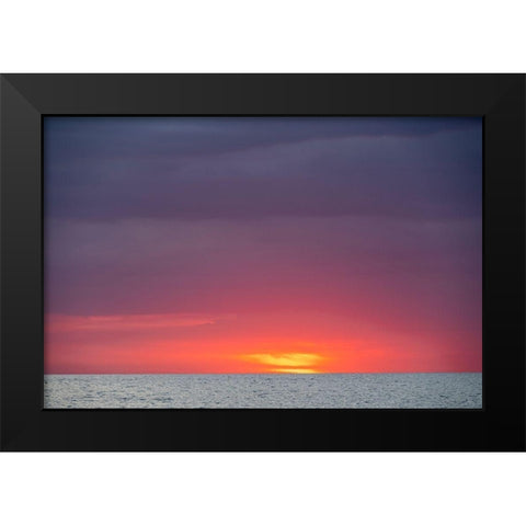 Sunset sky with clouds over ocean seen from La Boca-Cuba Black Modern Wood Framed Art Print by Miglavs, Janis