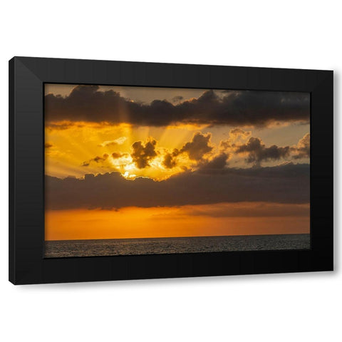 Sunset in clouds over ocean La Boca-Cuba Black Modern Wood Framed Art Print by Miglavs, Janis