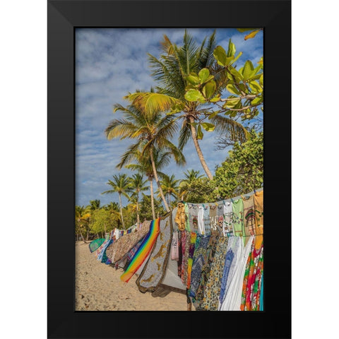 Caribbean-Grenada-Mayreau Island Vendors colorful display Black Modern Wood Framed Art Print by Jaynes Gallery