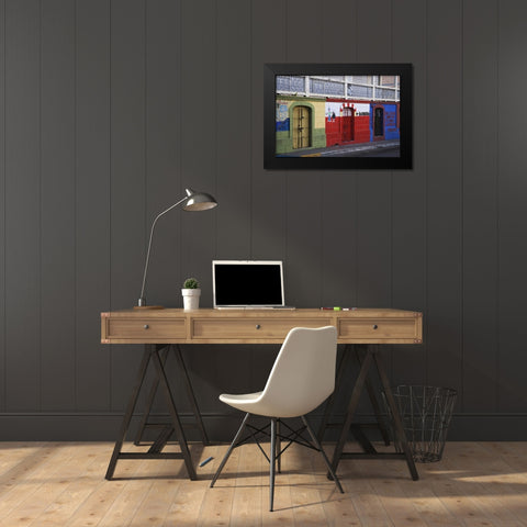 Puerto Rico, Isabela Segunda Town shop fronts Black Modern Wood Framed Art Print by Flaherty, Dennis