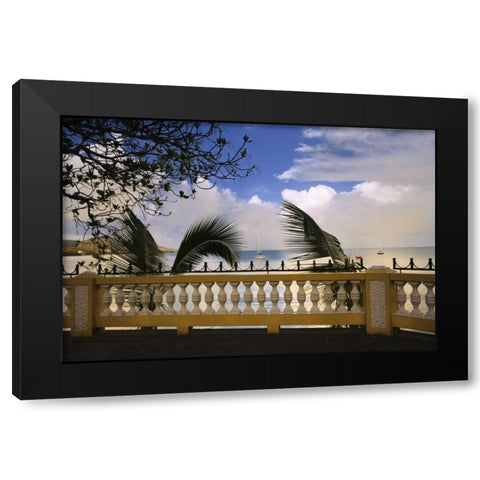 Puerto Rico, Esperanza Walkway of boats offshore Black Modern Wood Framed Art Print with Double Matting by Flaherty, Dennis