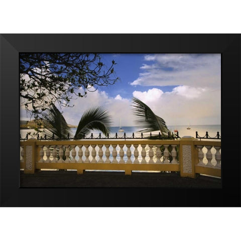 Puerto Rico, Esperanza Walkway of boats offshore Black Modern Wood Framed Art Print by Flaherty, Dennis