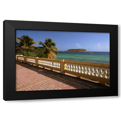 Puerto Rico, Esperanza Vieques Island and boats Black Modern Wood Framed Art Print by Flaherty, Dennis